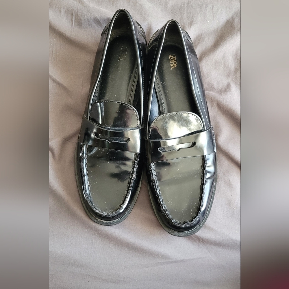 Zara Black Patent Loafers